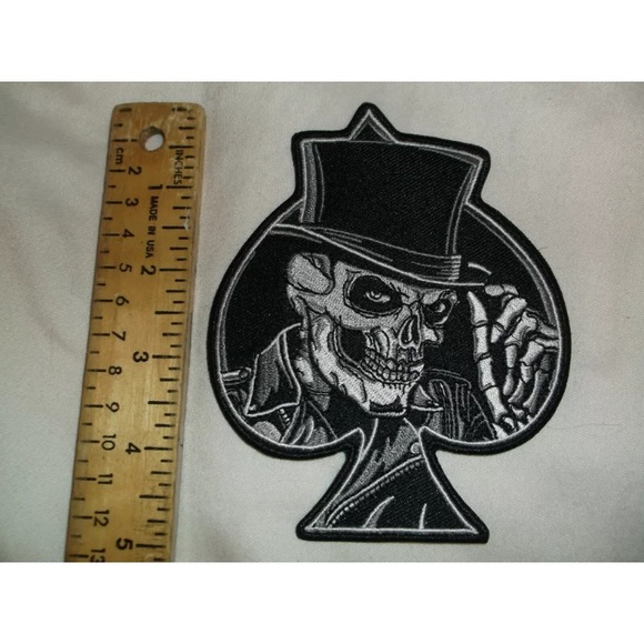 Ace of spades top hat skull skeleton patch iron on - Picture 2 of 2